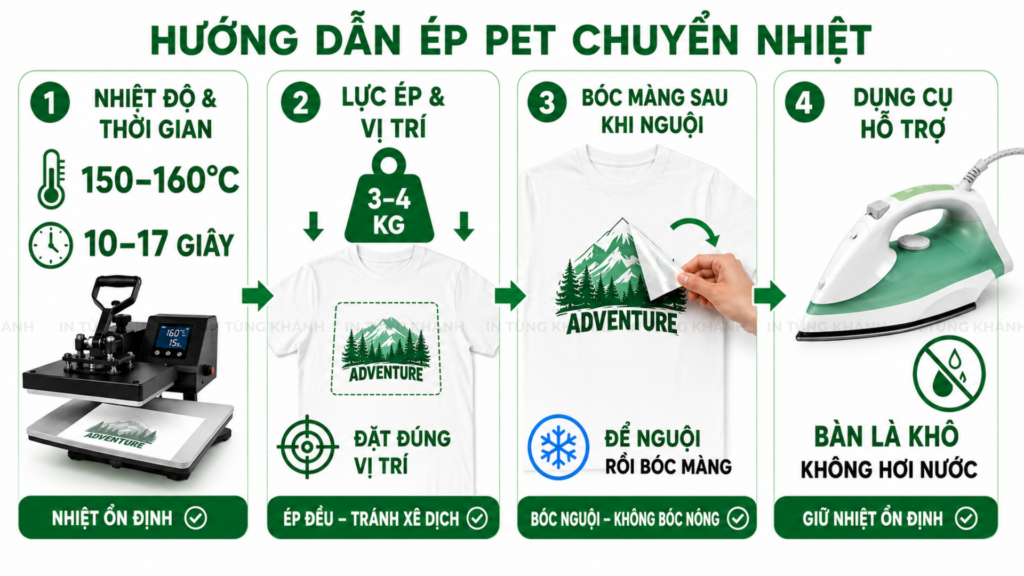 Hướng dẫn ép pet chuyển nhiệt đúng kỹ thuật