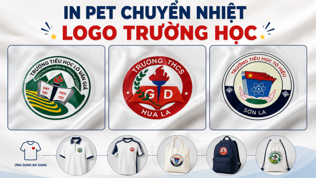 In pet chuyển nhiệt cho logo trường học