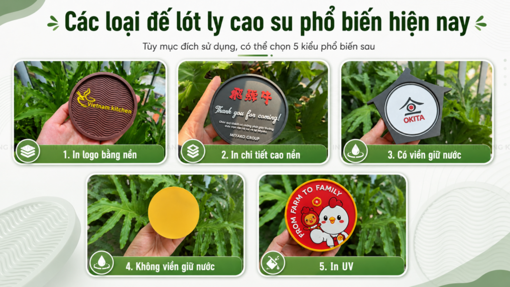 Các loại đế lót ly cao su phổ biến hiện nay