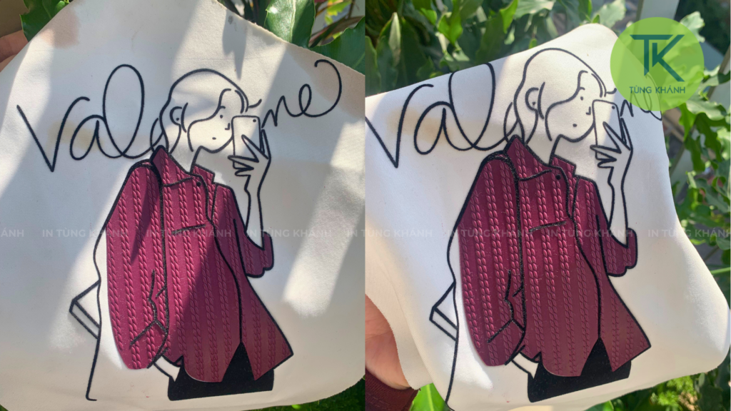 Decal nhung nét nhỏ kết hợp in silicon