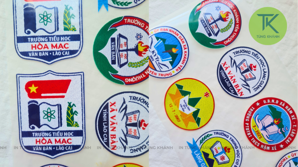 In pet giả thêu logo trường học