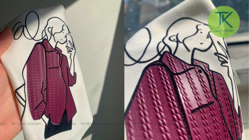 Mẫu decal nhung kết hợp với silicon tại Tùng Khánh