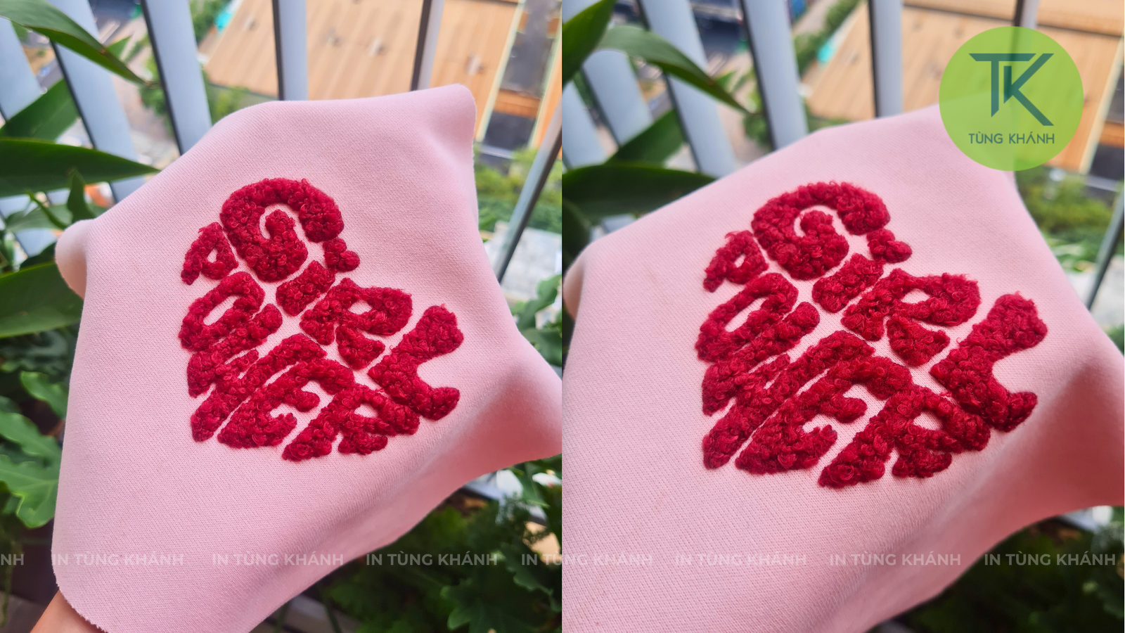 Mẫu thêu xù trên vải