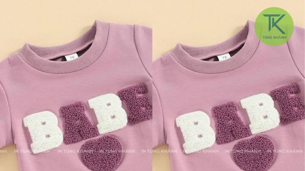 Thêu xù ép nhiệt trên áo sweater
