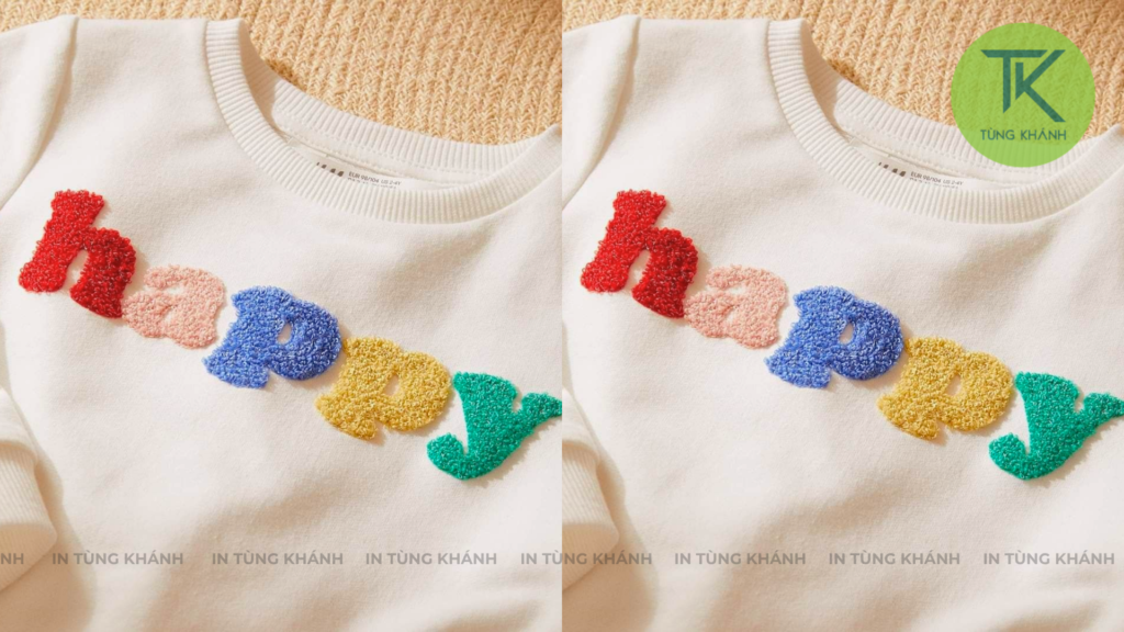 Thêu xù kết hợp nhiều màu sắc