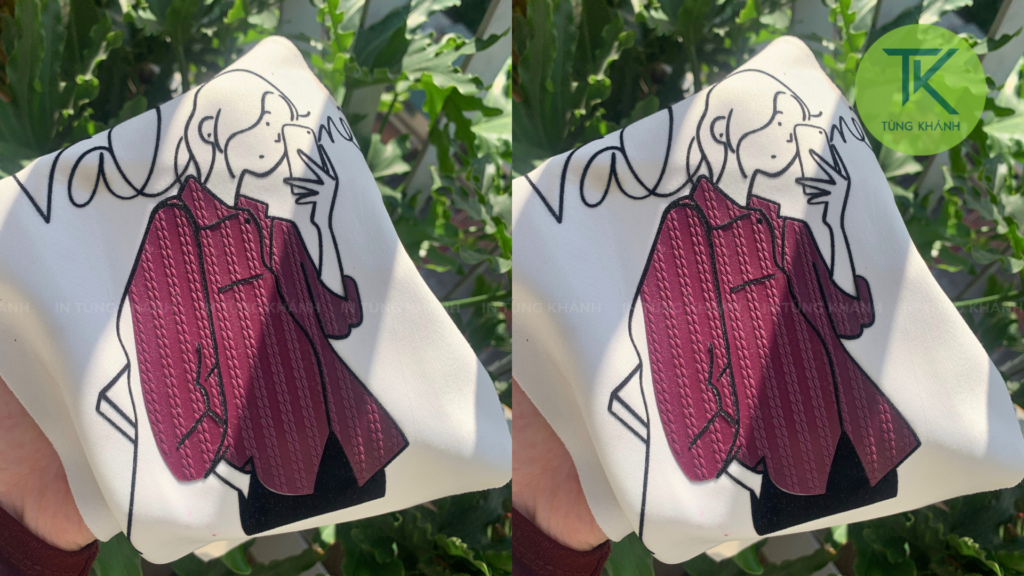 Mẫu decal nhung kết hợp in silicon