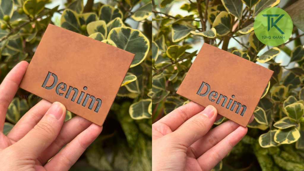 Tag da quần jean chất liệu simili