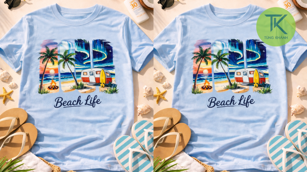 Hình in phong cảnh biển mùa hè