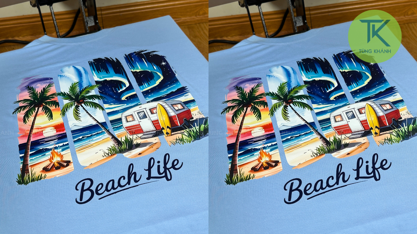 Hình in phong cảnh biển mùa hè