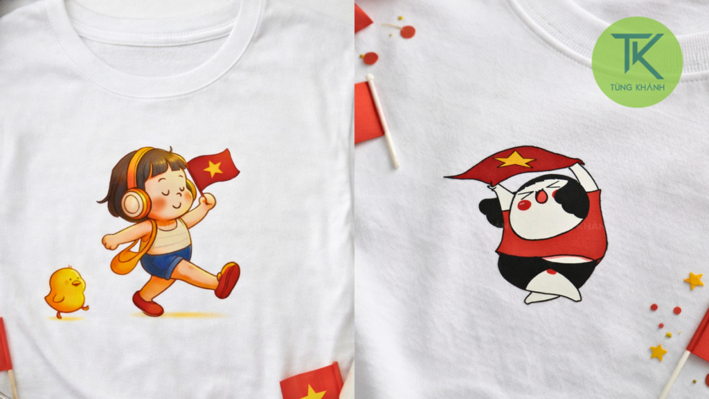 Hình in nhân vật hoạt hình chủ đề 30/4