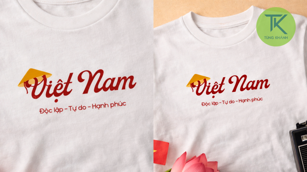 Mẫu in chữ giữa ngực áo "Việt Nam"
