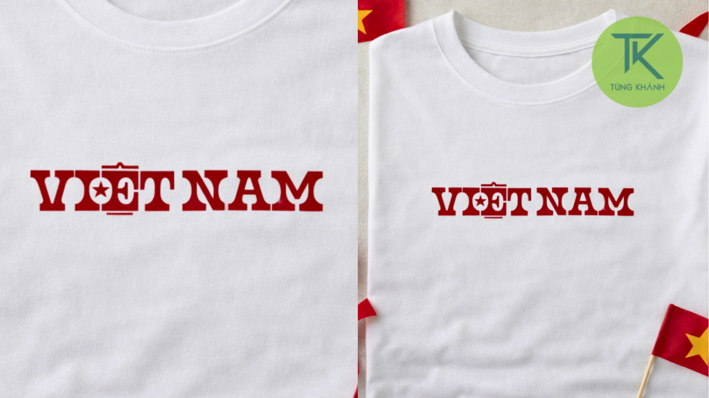 Mẫu in chữ giữa ngực áo "Việt Nam"