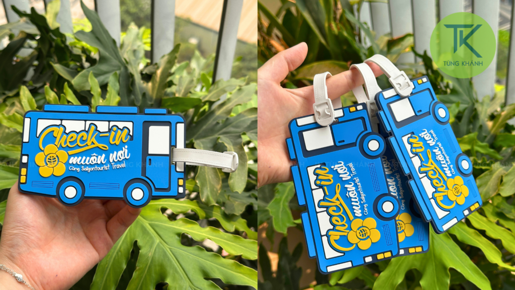 Mẫu tag hành lý hình xe bus sáng tạo