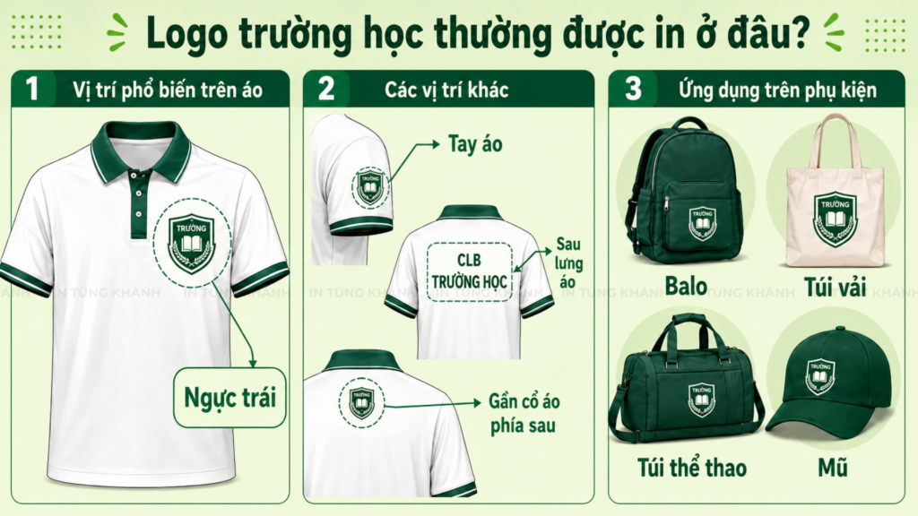 Những vị trí thường in logo trường học