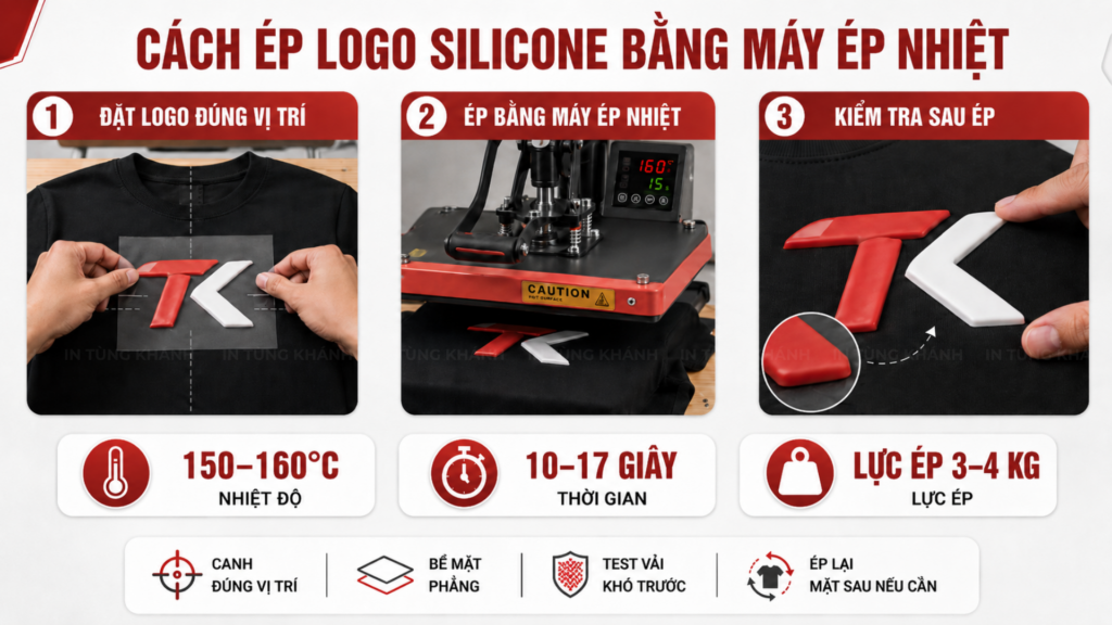 Hướng dẫn ép logo silicon lên vải bằng máy ép nhiệt
