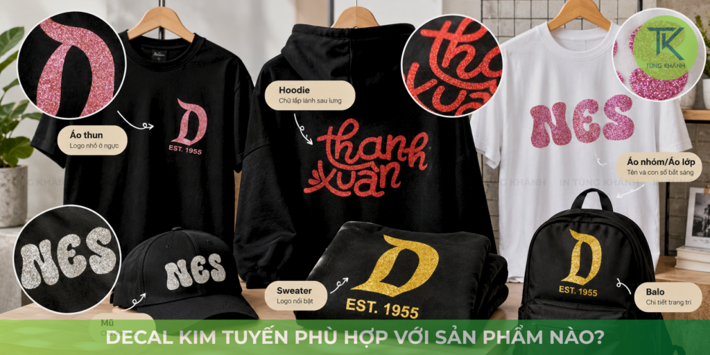 Decal kim tuyến ép nhiệt phù hợp với sản phẩm nào?